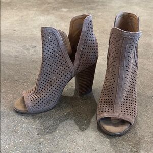 Lucky Brand Tan Heeled Boots with Perforated Design